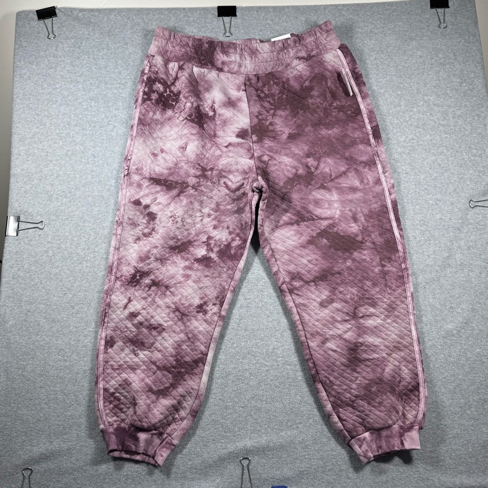 NWT Flirtitude Actice Quilted Mauve Purple Tie Die Joggers Sweatpants Size XXL